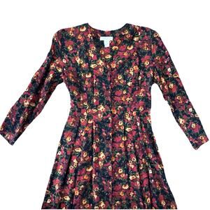 Vtg Express Dress Sz 5/6 Floral Button Front Maxi 90s Y2K Cottage Grunge boho